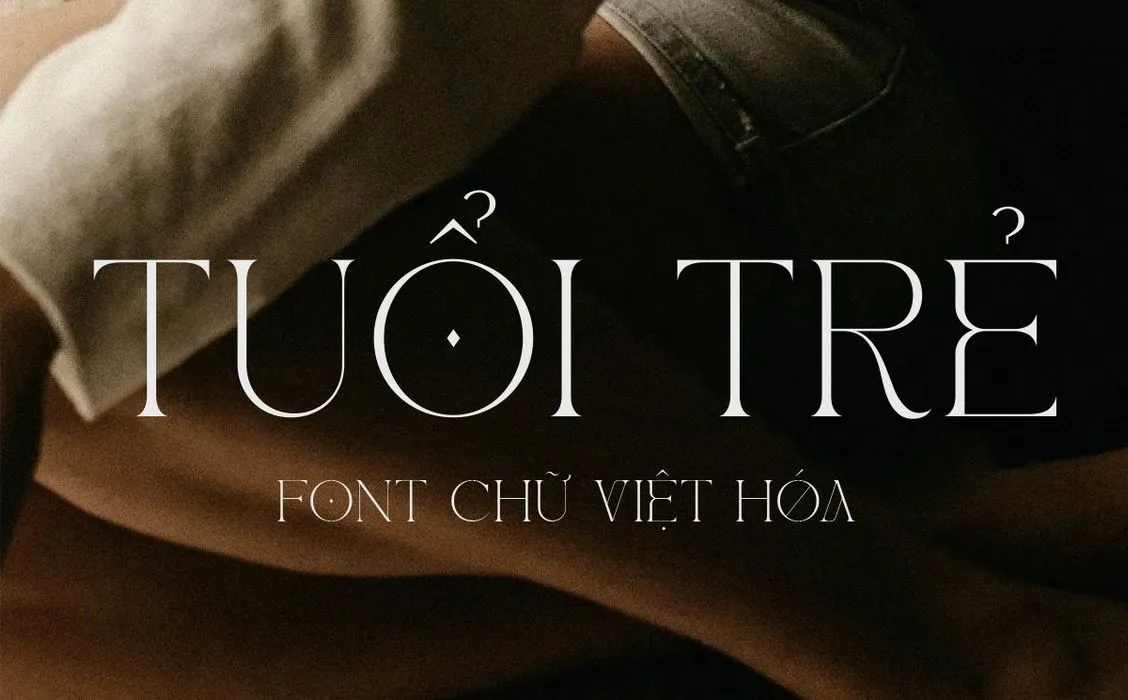 Font TH Kolgar việt hóa – demo chữ "TUỔI TRẺ" và "FONT CHỮ VIỆT HÓA" phong cách serif nét mảnh sang trọng