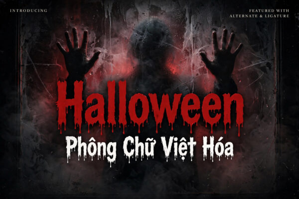 Font TH Bloody Camp việt hóa – demo chữ Halloween hiệu ứng máu chảy