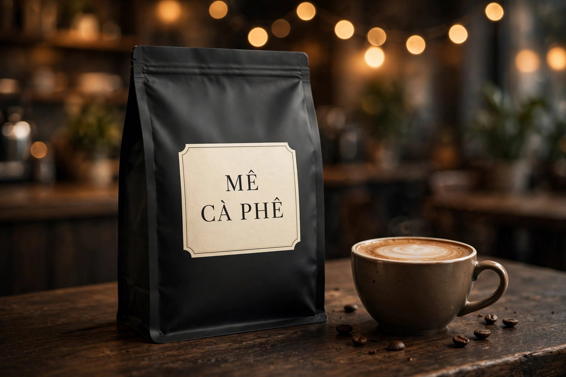 Ứng dụng font TH Erva Esra việt hóa trên bao bì cà phê