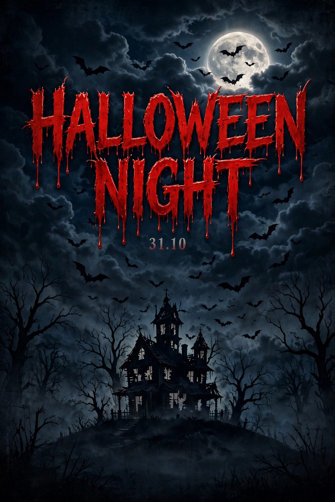 Ứng dụng font TH Bloody Camp việt hóa trên poster đêm Halloween – font chữ kinh dị máu chảy