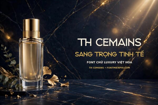 Ứng dụng font TH Cemains Việt Hóa cho thiết kế nước hoa luxury sang trọng