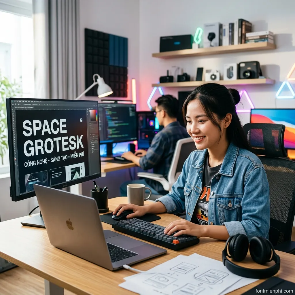 Tổng Hợp Font Chữ Miễn Phí Cực Xịn Không Thua Kém Font Trả Phí 3 Space Grotesk: font miễn phí có chất công nghệ và sáng tạo