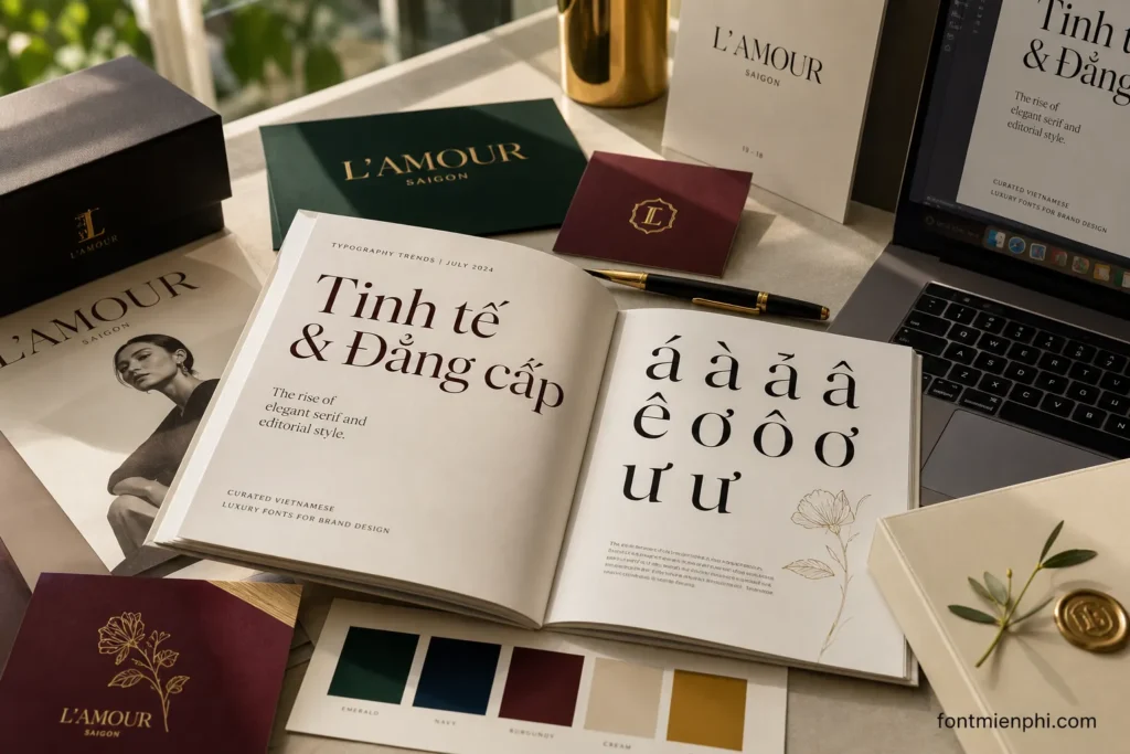 Sự lên ngôi của serif thanh lịch và editorial style