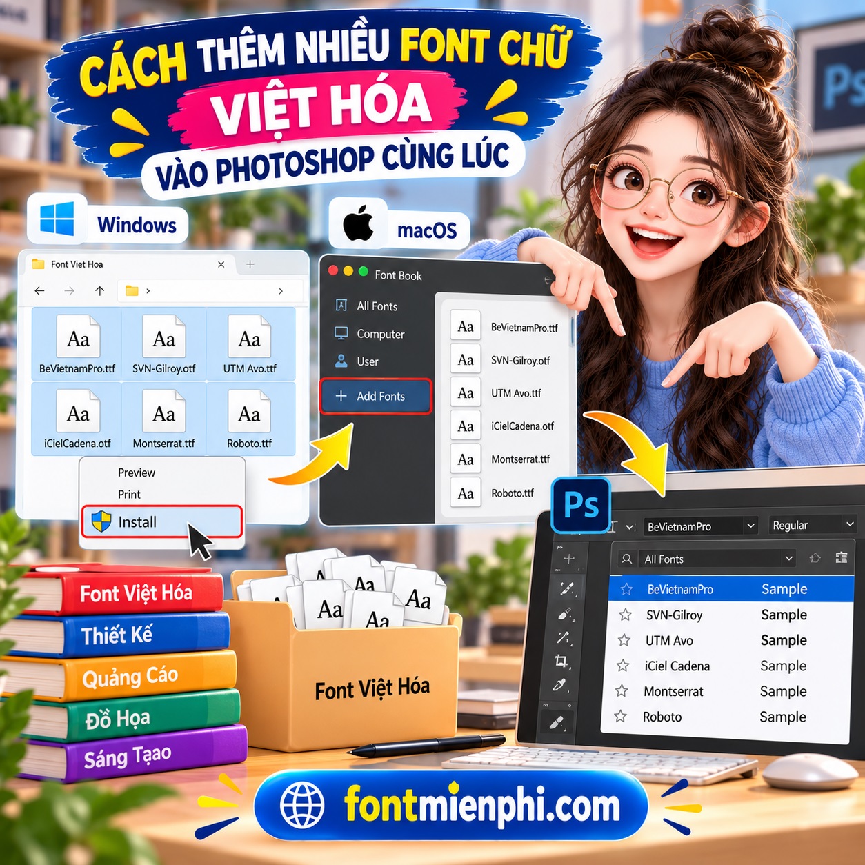 Cách thêm font chữ Việt hóa vào Photoshop chi tiết 9 Cách thêm font chữ Việt hóa vào Photoshop chi tiết
