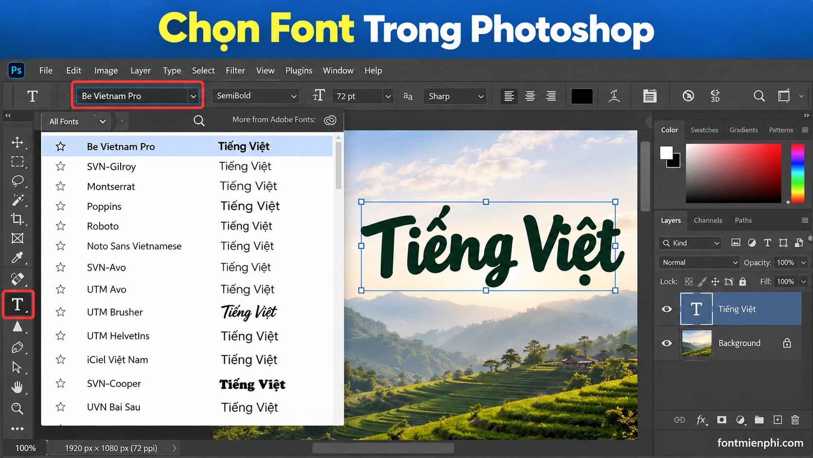 Cách thêm font chữ Việt hóa vào Photoshop chi tiết 10 Cách thêm font chữ Việt hóa vào Photoshop chi tiết