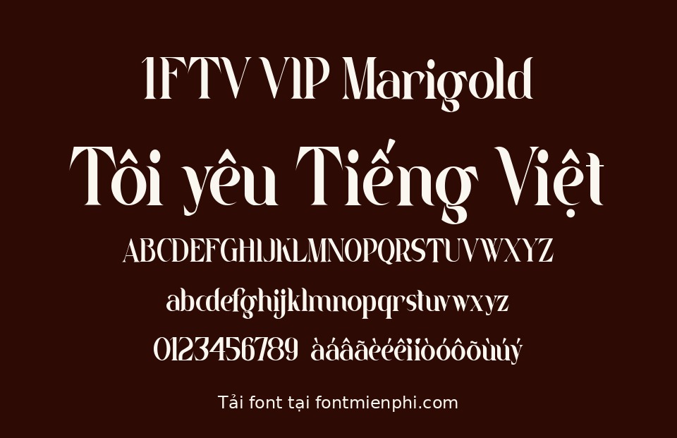 Demo font 1FTV VIP Marigold việt hóa – bảng chữ cái và câu mẫu