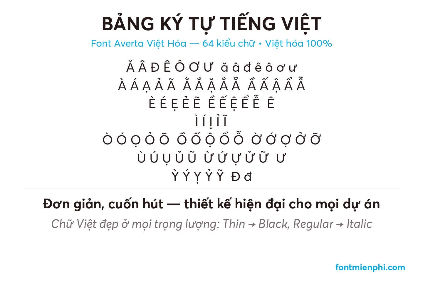 Font Averta Việt Hóa Miễn Phí (64 Font) – Geometric Sans Hiện Đại, Đơn Giản Cuốn Hút 3 Bảng ký tự tiếng Việt Font Averta Việt Hóa