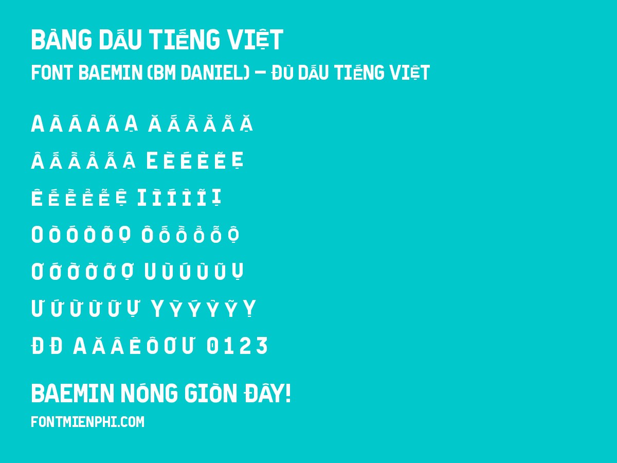 font baemin việt hóa miễn phí - bảng dấu tiếng Việt