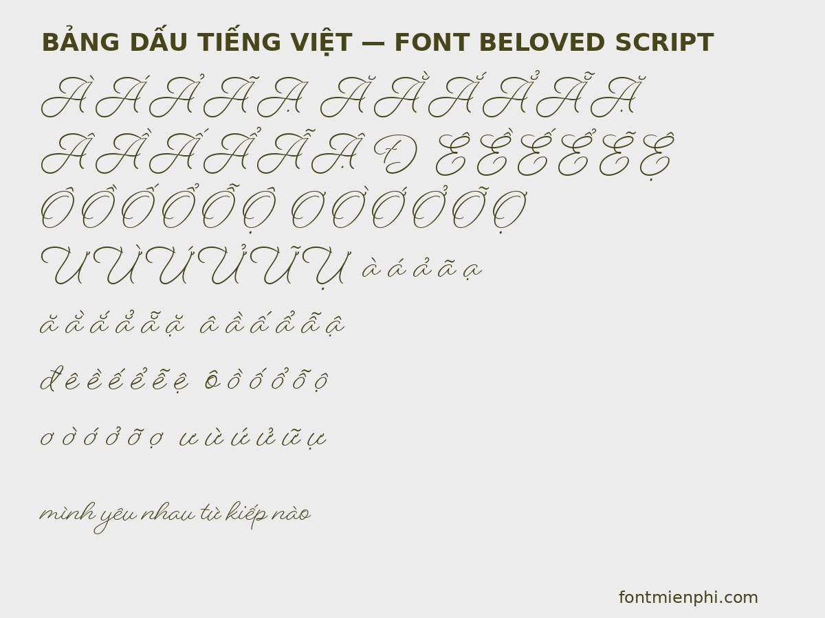 font beloved script việt hóa miễn phí bảng dấu tiếng Việt