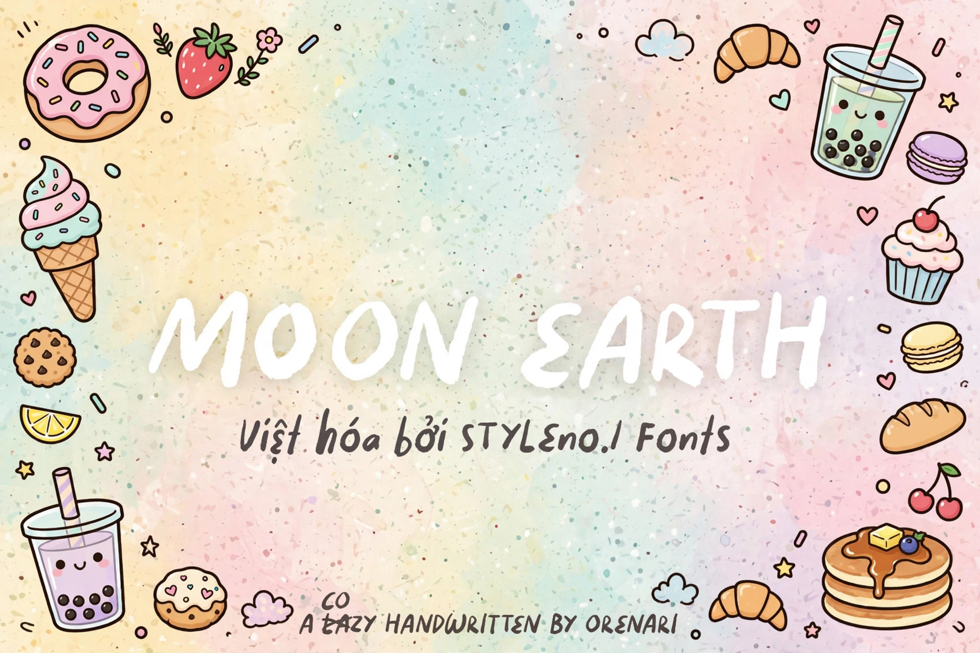 Font Hoạt Hình SVN-Moon Earth Dễ Thương Việt Hóa Miễn Phí 1 Font SVN-Moon Earth việt hóa – demo chữ MOON EARTH