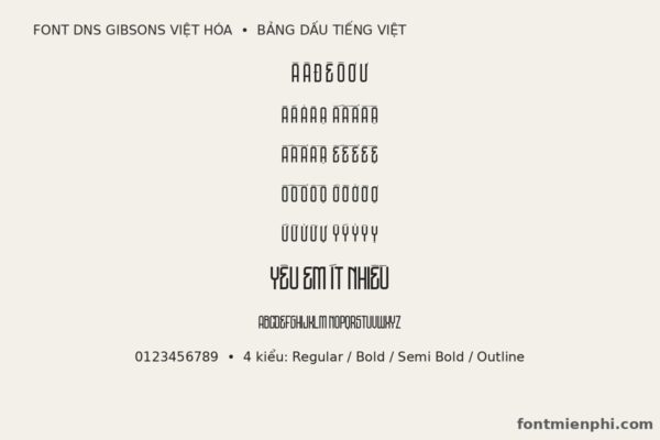 font dns gibsons việt hóa miễn phí - bảng dấu tiếng Việt