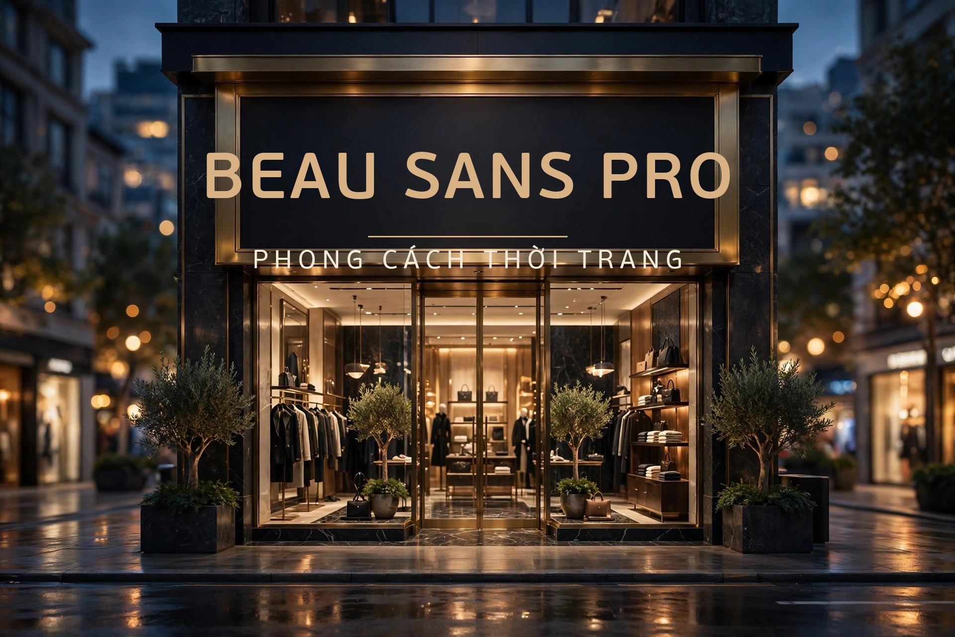 Font PF Beau Sans Pro Việt Hóa – 16 Style Miễn Phí 2 Font PF Beau Sans Pro Việt Hóa – ứng dụng biển hiệu boutique thời trang cao cấp, font sans serif việt hóa