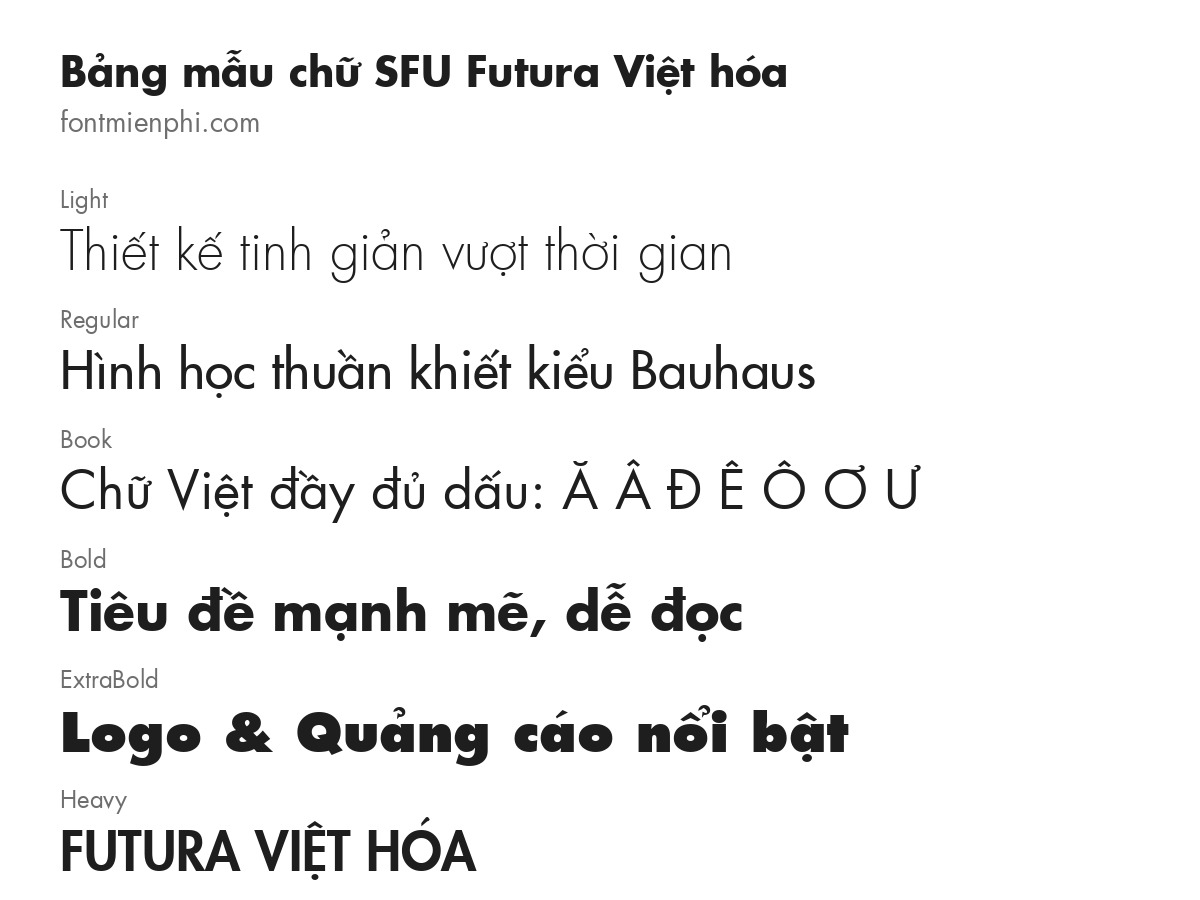 Font Futura Việt Hóa