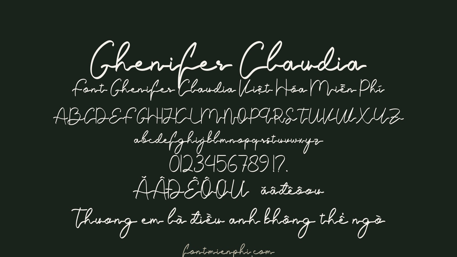Font Ghenifer Claudia Việt Hóa Miễn Phí – Phông Chữ Viết Tay Đẹp 3 Font Ghenifer Claudia Việt Hóa