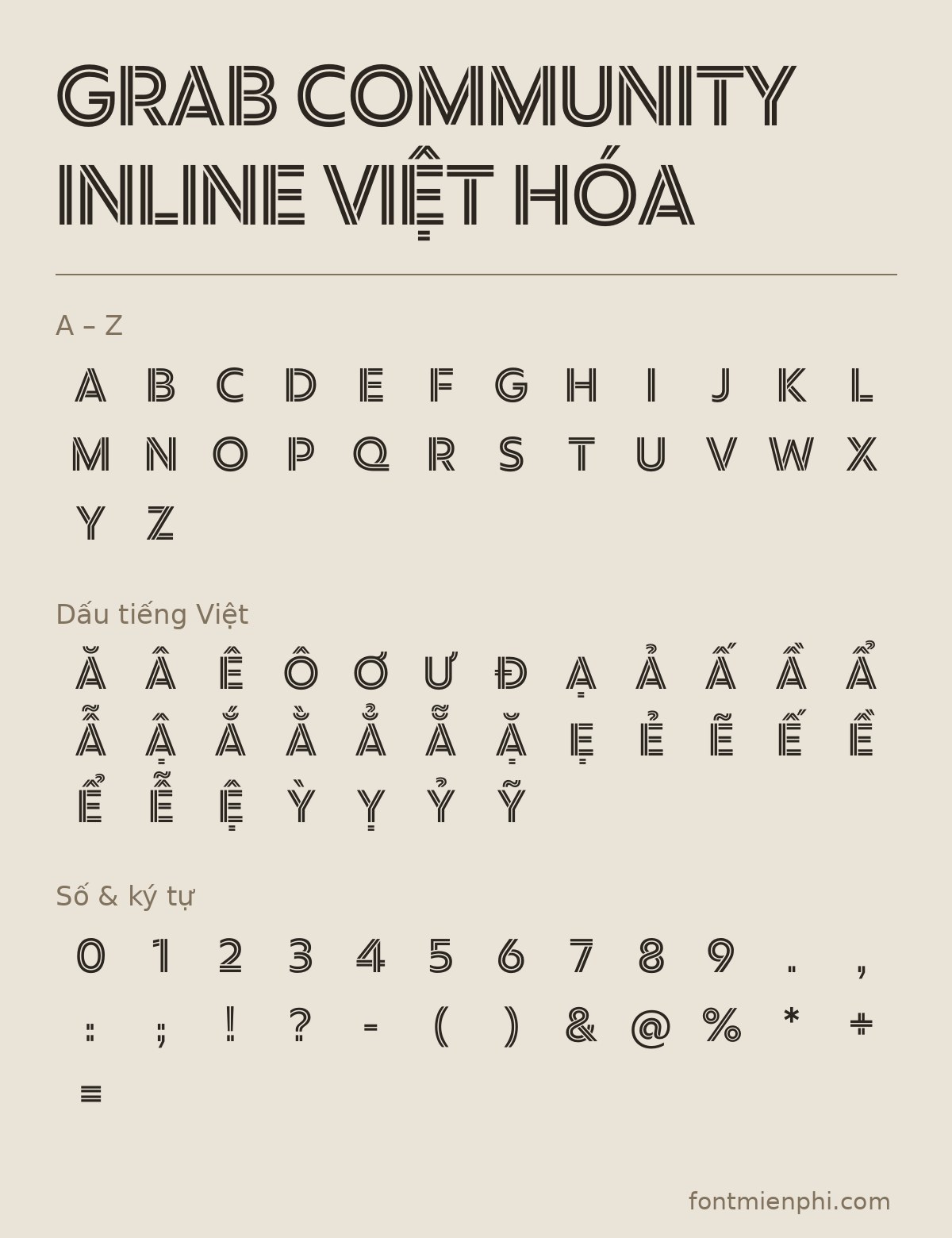 Font Grab Việt Hóa Miễn Phí – Font Inline Thương Hiệu Grab Độc Đáo 3 bảng ký tự font grab việt hóa