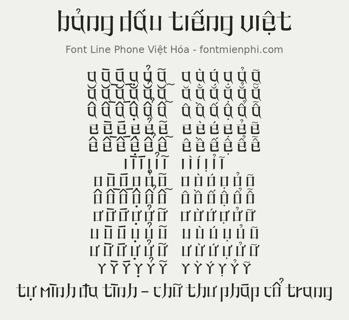 bảng dấu tiếng việt font line phone