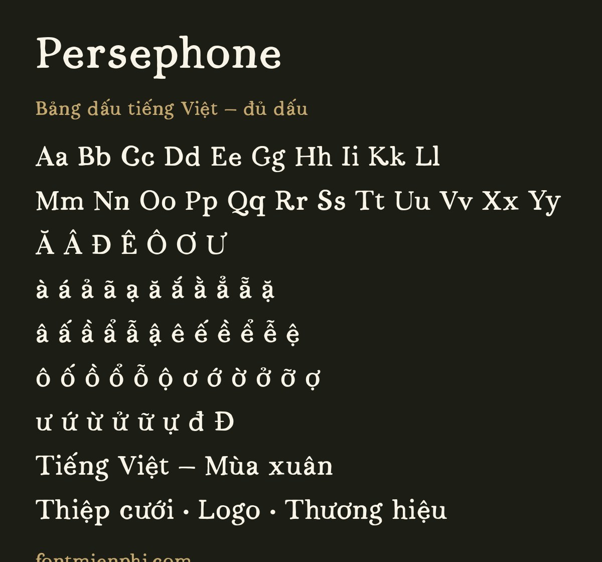 font persephone việt hóa miễn phí bảng dấu tiếng Việt