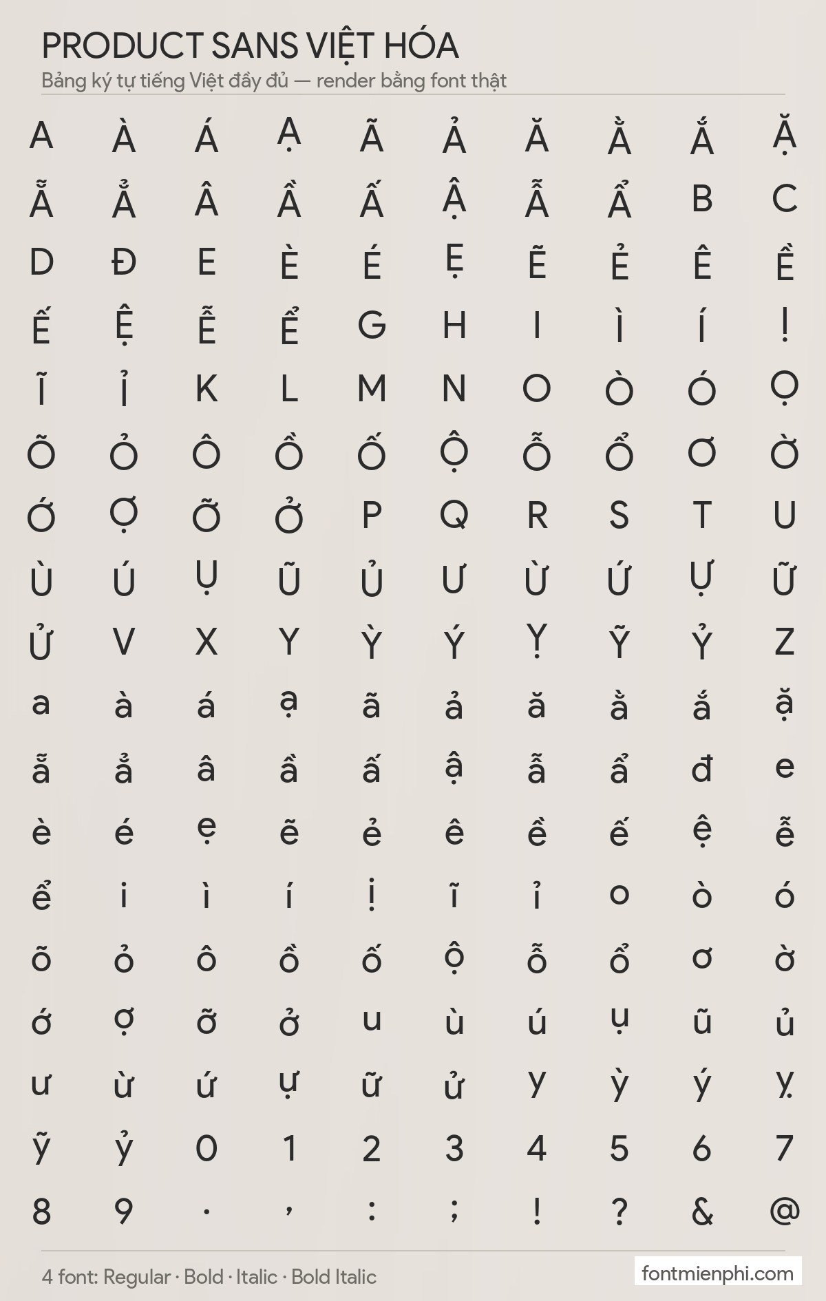 font product sans việt hóa miễn phí