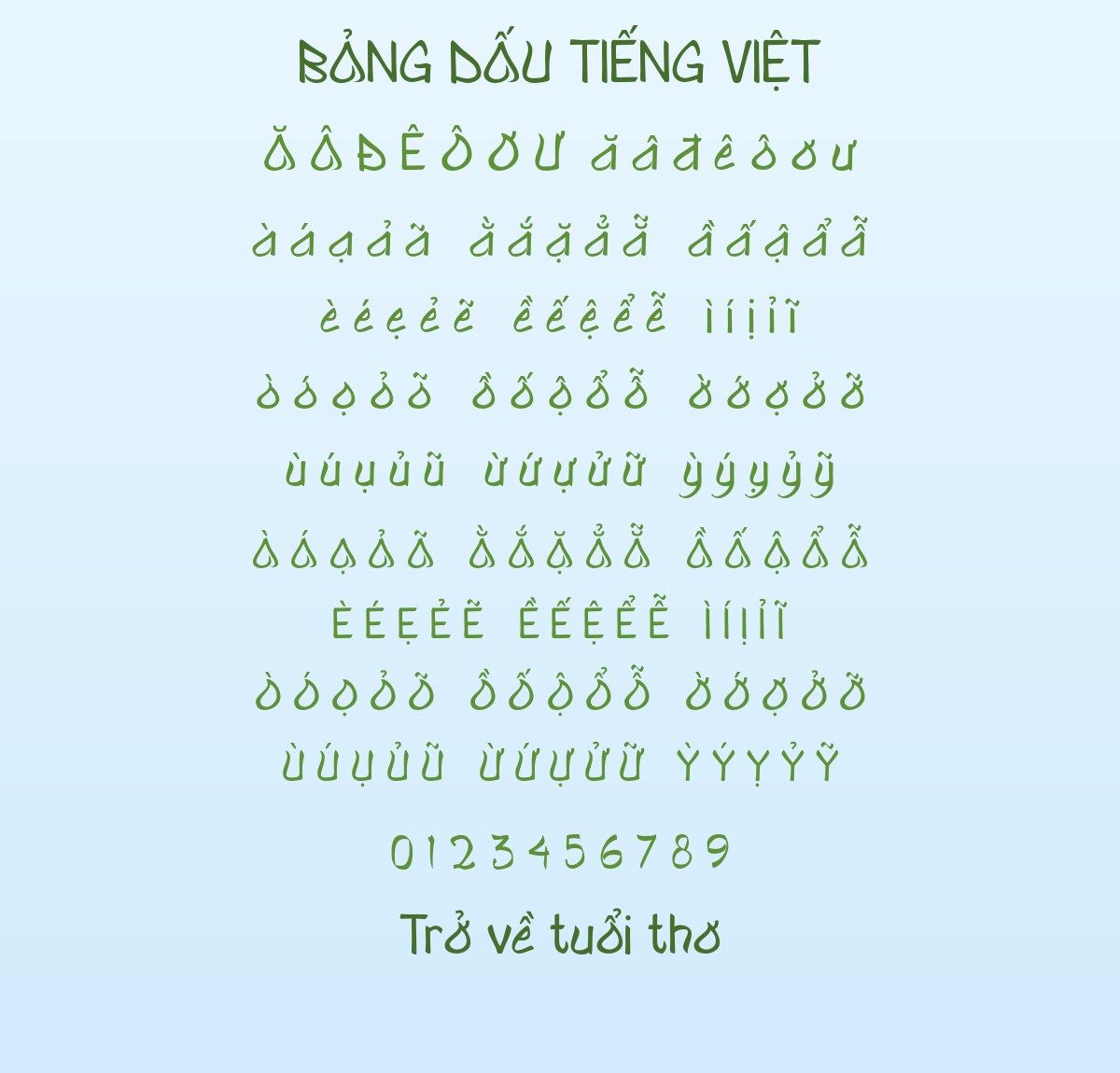 Bảng dấu tiếng Việt font Qojarun việt hóa đầy đủ