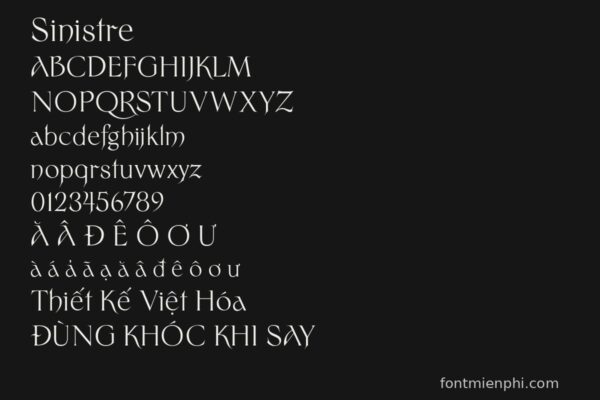 bảng dấu tiếng Việt font sinistre việt hóa miễn phí