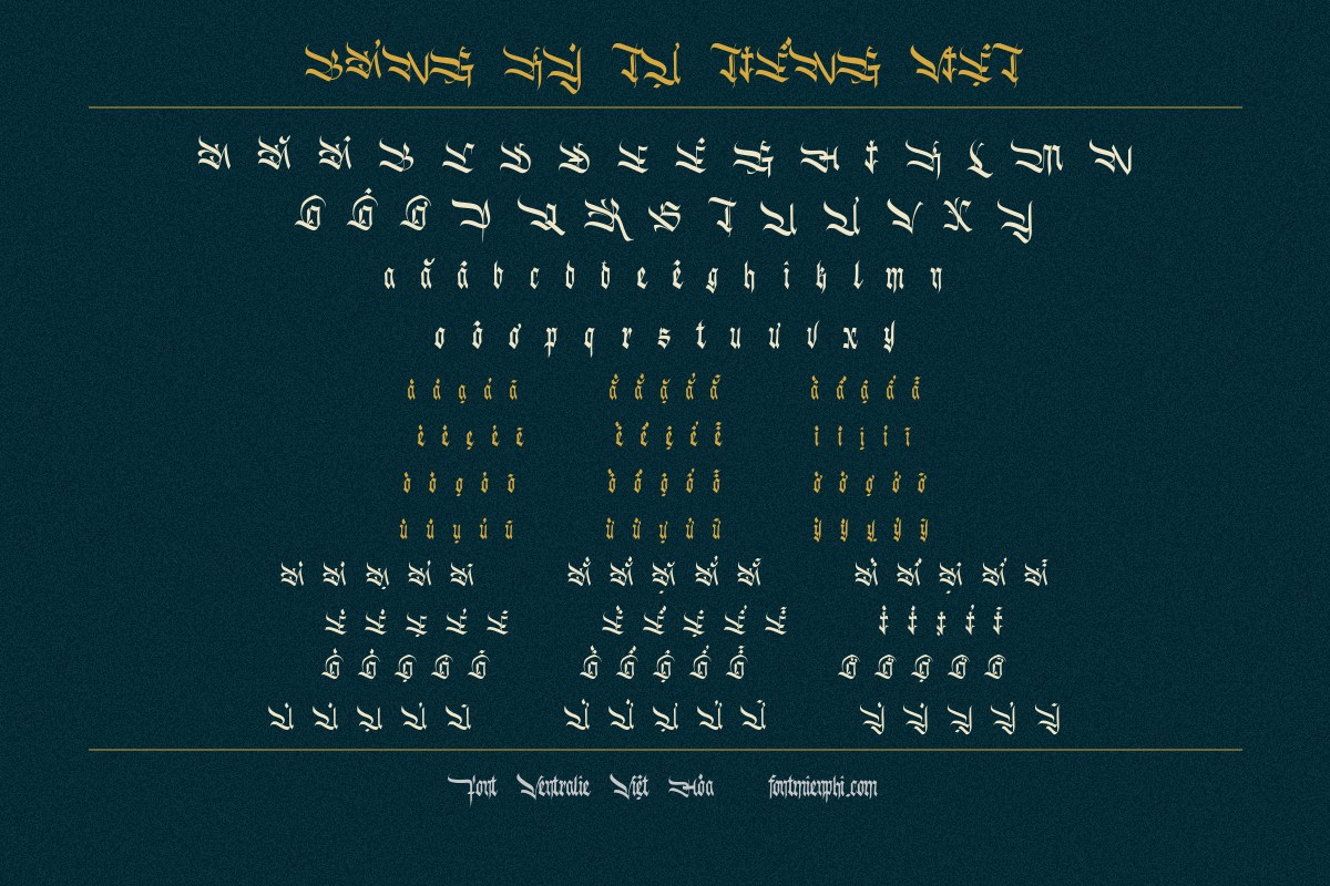 bảng ký tự font ventralie việt hóa