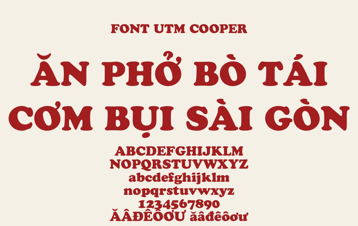 font utm cooper việt hóa minh họa tiếng Việt có dấu