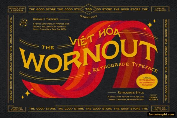 font wornout typeface việt hóa miễn phí