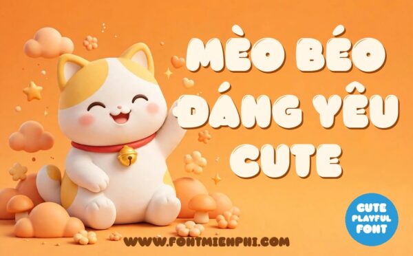 Font TH Tijuf Việt Hóa – Phông chữ TH Tijuf MÈO BÉO ĐÁNG YÊU CUTE nền mèo hoạt hình