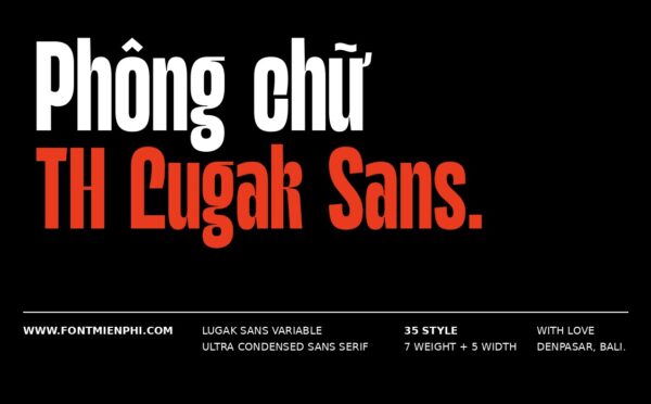 Font TH Lugak Sans Việt Hóa – Phông chữ TH Lugak Sans trên nền đen chữ cam
