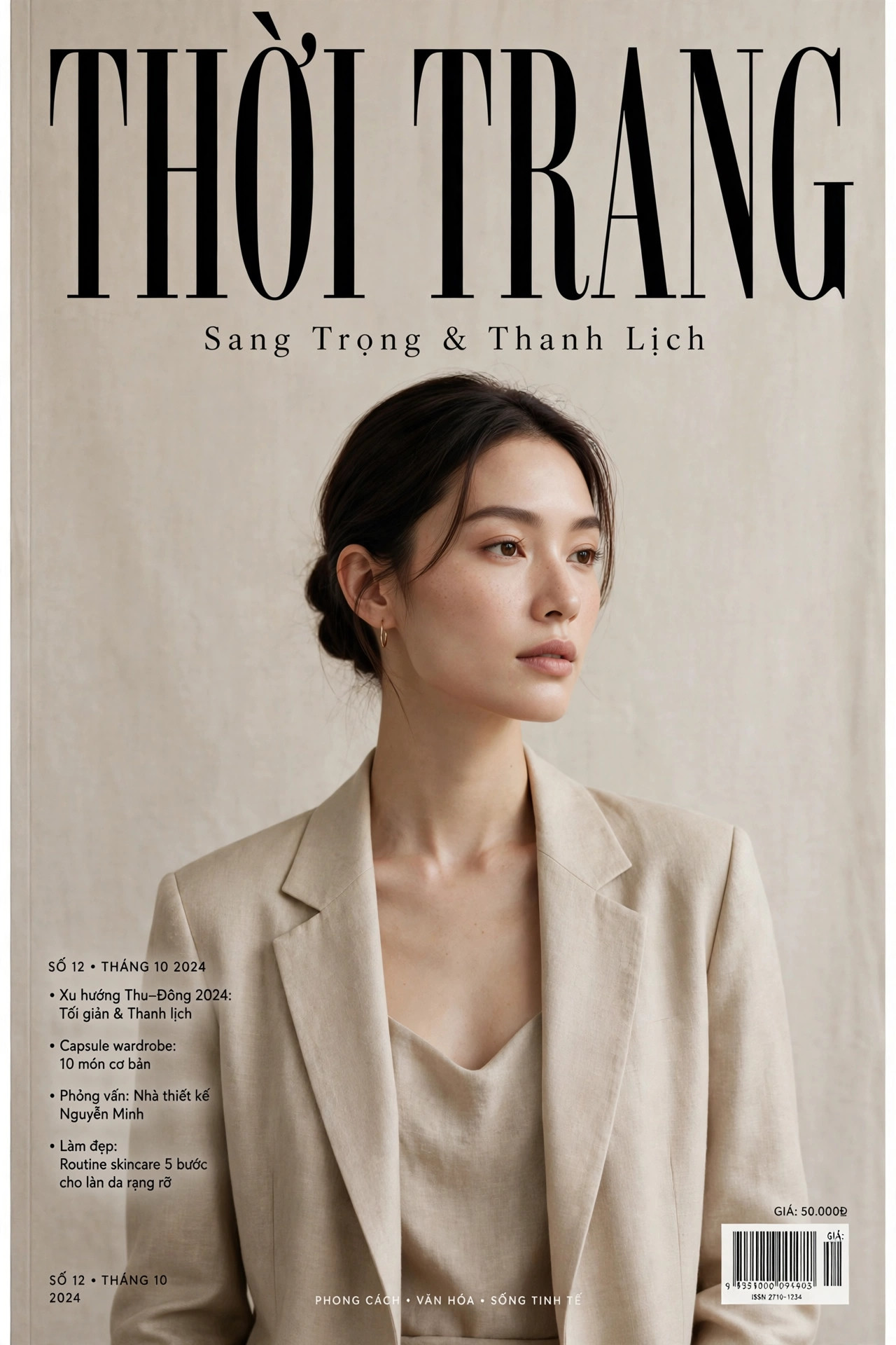 Ứng dụng font SVN-Le Murmure việt hóa trên bìa tạp chí thời trang – font chữ cao hiện đại