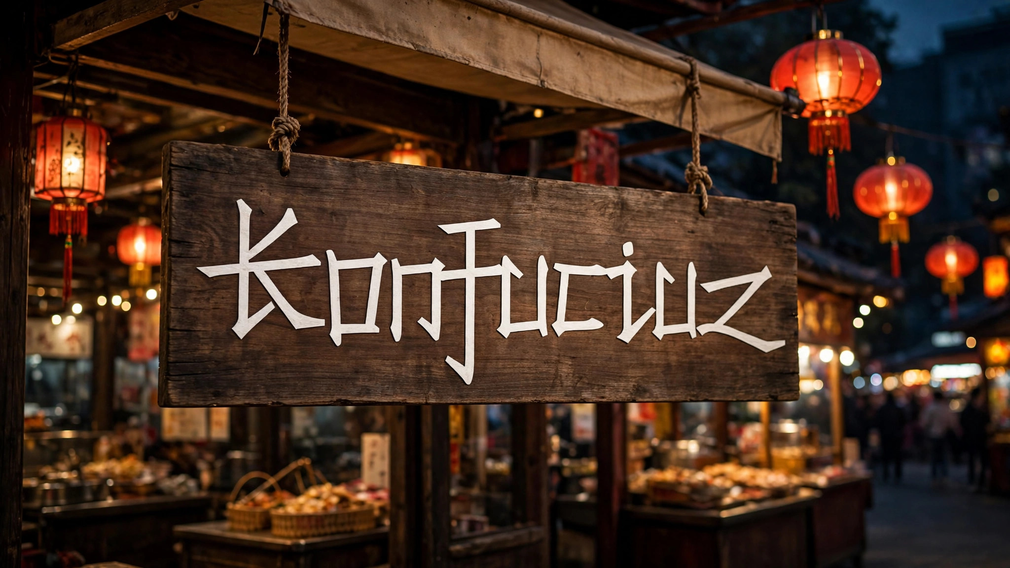 Font SVN-Konfuciuz Cổ Điển Việt Hóa Miễn Phí 2 Ứng dụng font SVN-Konfuciuz việt hóa trên biển hiệu gỗ chợ đêm phong cách Trung Hoa