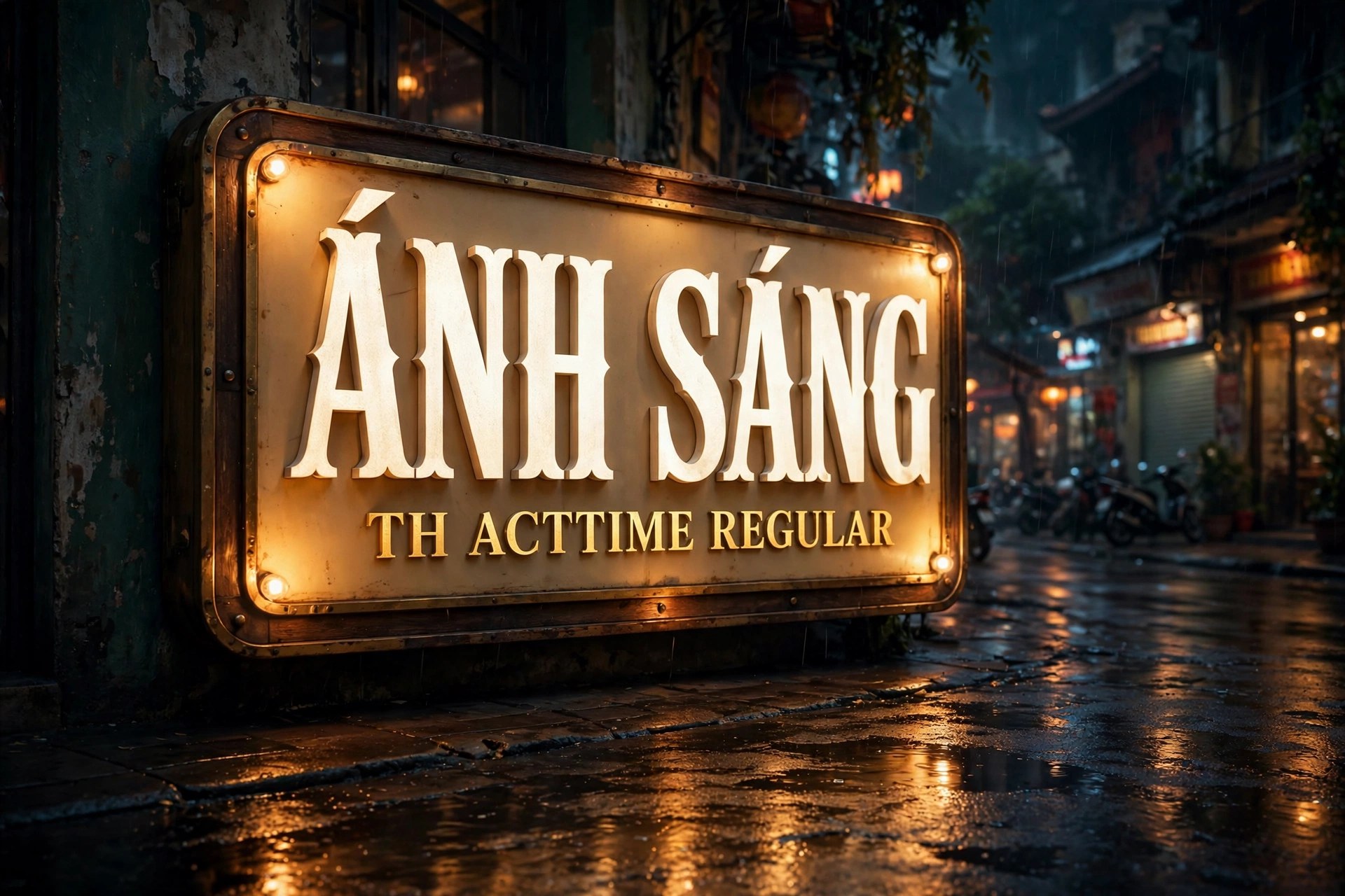 Ứng dụng font TH Acttime việt hóa trên biển hiệu phong cách retro