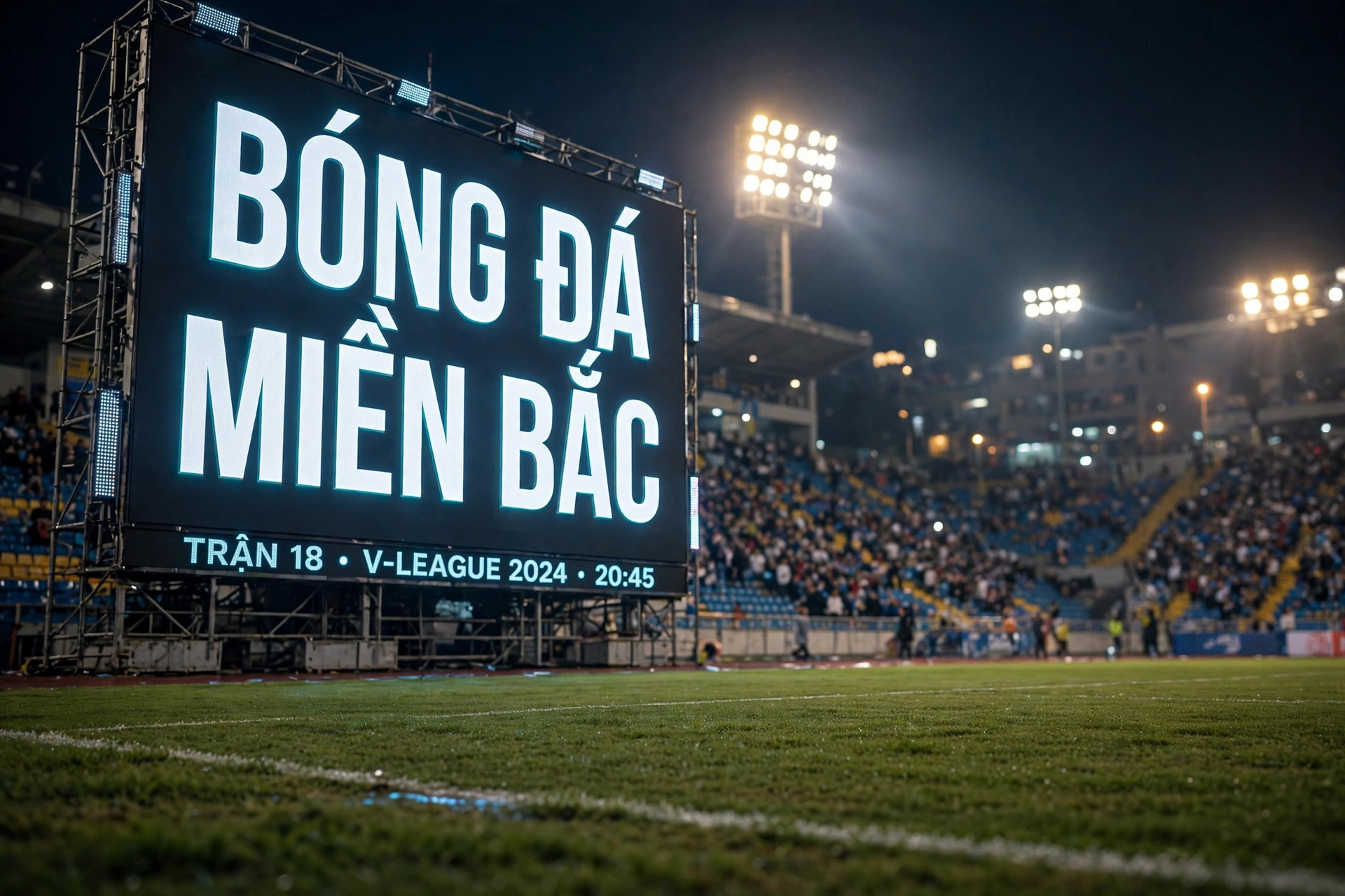 Ứng dụng font TH Meholrax việt hóa trên biển quảng cáo sân vận động bóng đá – font chữ thể thao game hiện đại