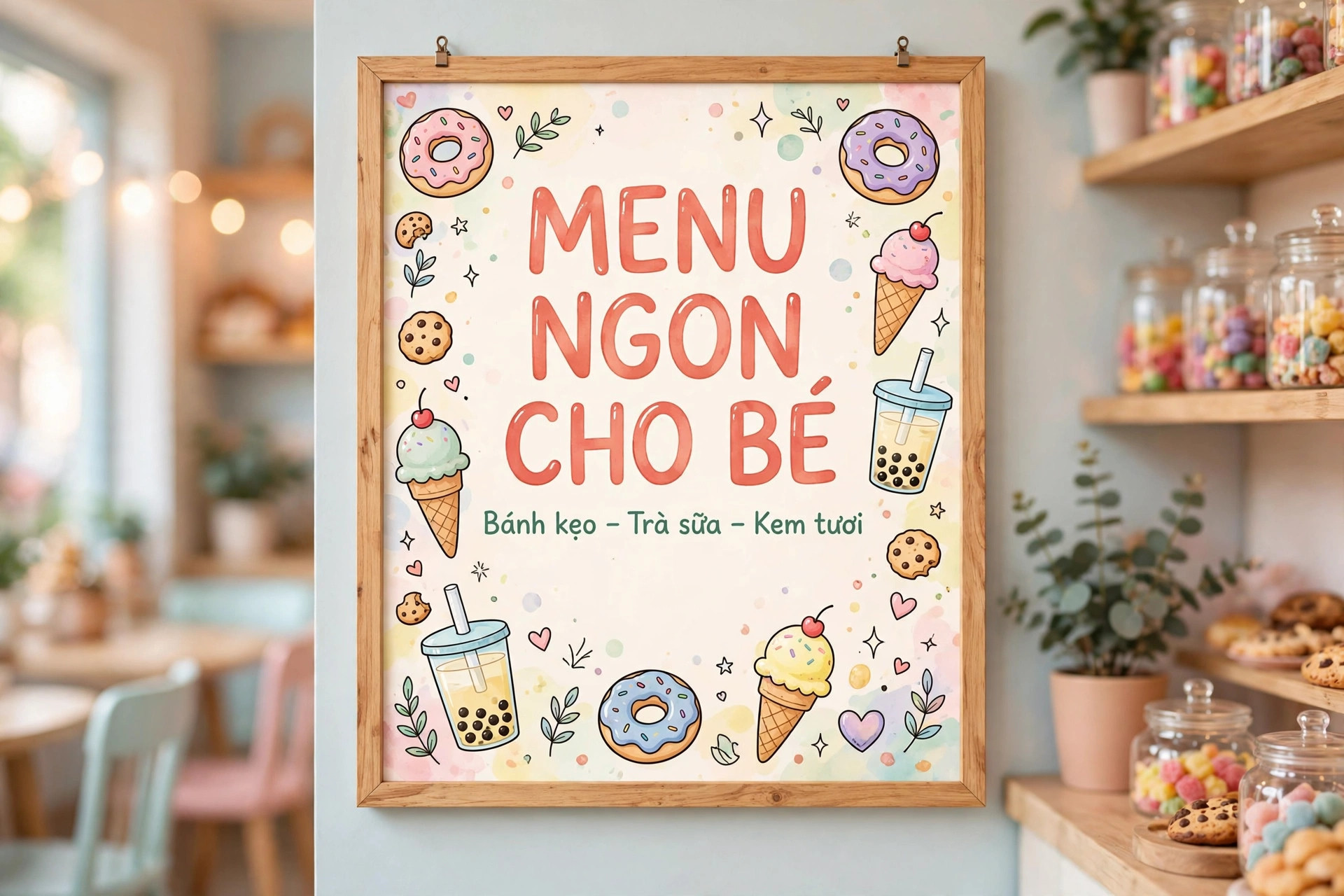 Font Hoạt Hình SVN-Moon Earth Dễ Thương Việt Hóa Miễn Phí 4 Ứng dụng font SVN-Moon Earth việt hóa trên menu đồ ăn trẻ em – font chữ hoạt hình dễ thương