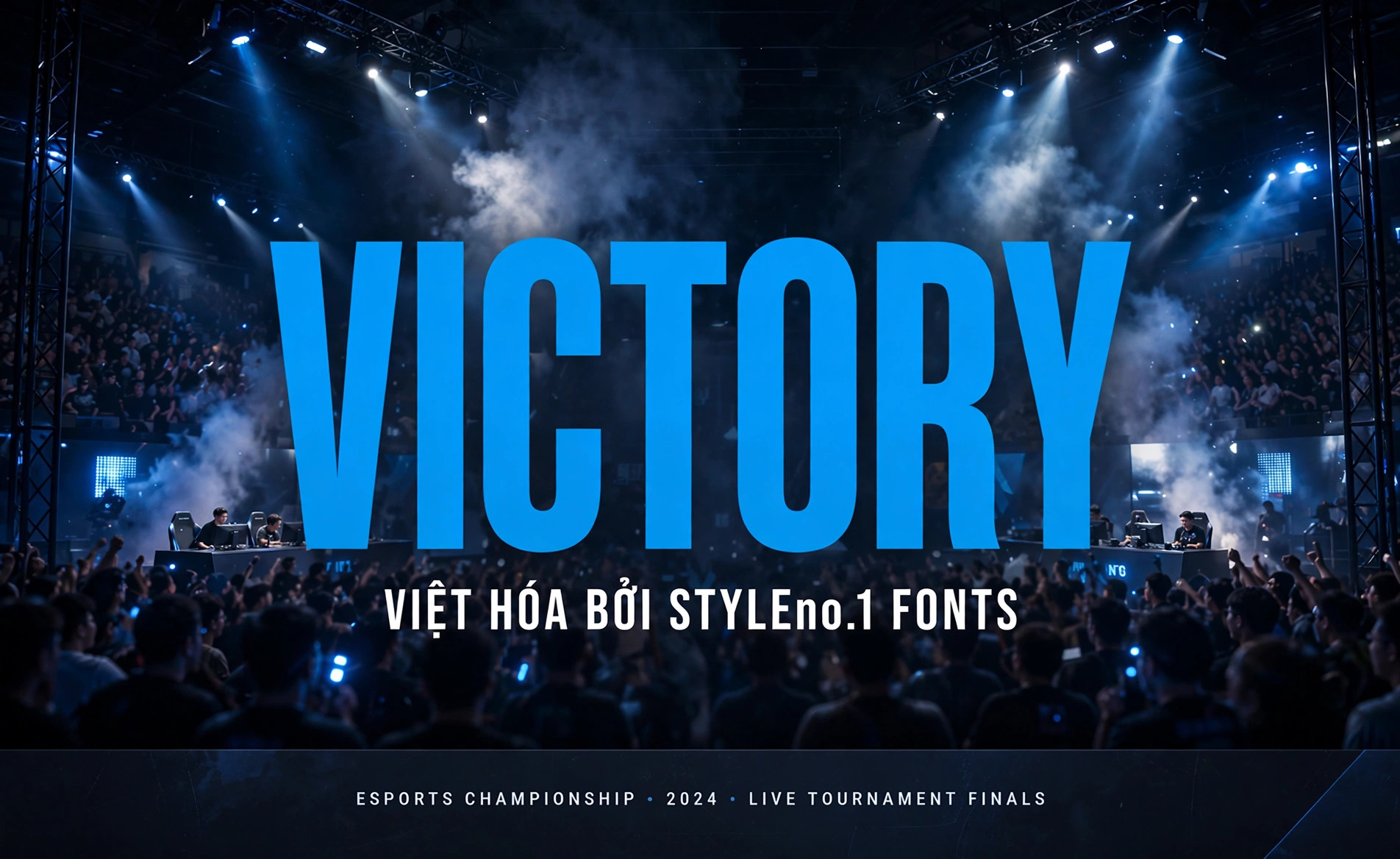 Ứng dụng font SVN-Mabella việt hóa trên banner esports – font chữ thể thao mạnh mẽ