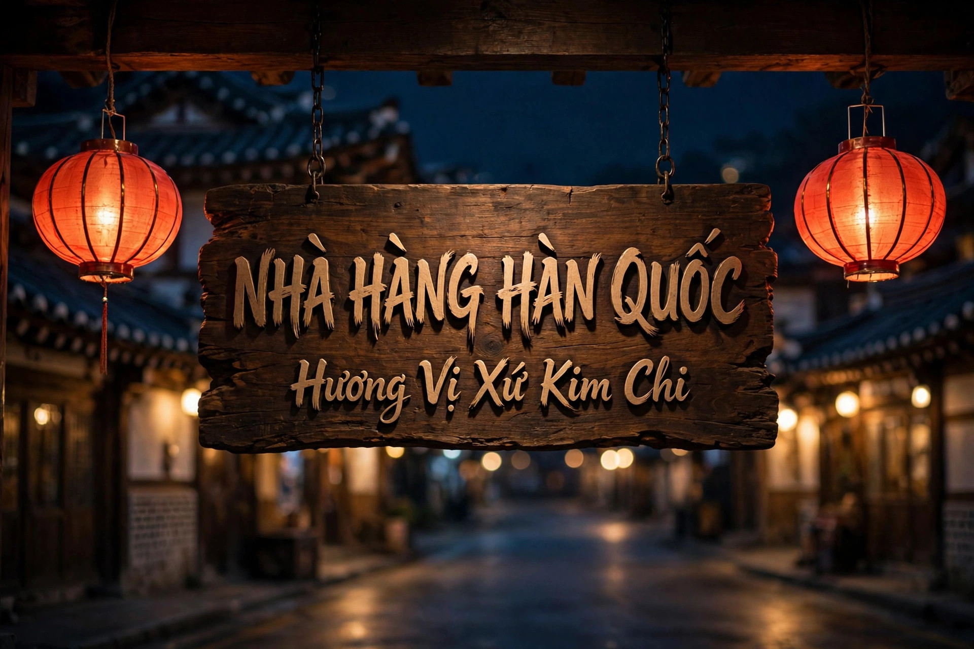 Ứng dụng font SVN-Korean Calligraphy Việt hóa trên biển hiệu nhà hàng Hàn Quốc