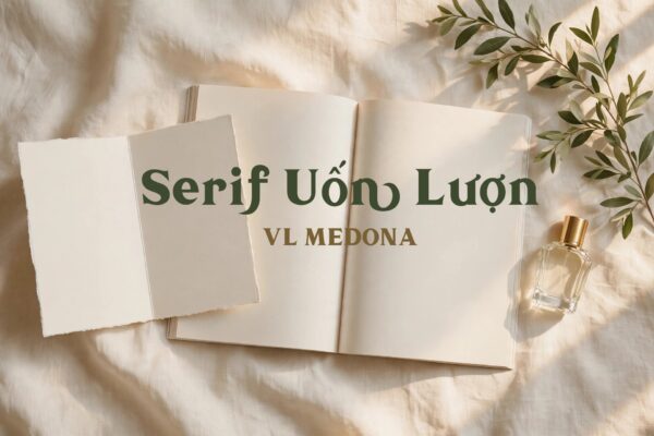 Ứng dụng font VL Medona Việt Hóa cho thiệp cưới và tạp chí — chữ Serif Uốn Lượn