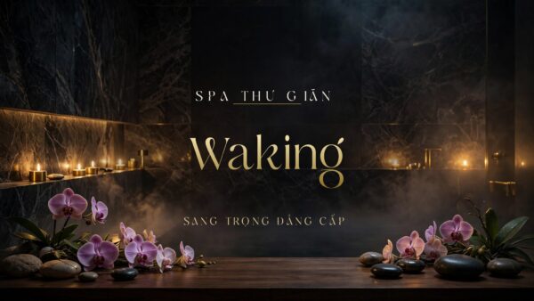 Ứng dụng font TH Waking Việt Hóa trên bảng hiệu spa sang trọng với chữ SPA THƯ GIÃN