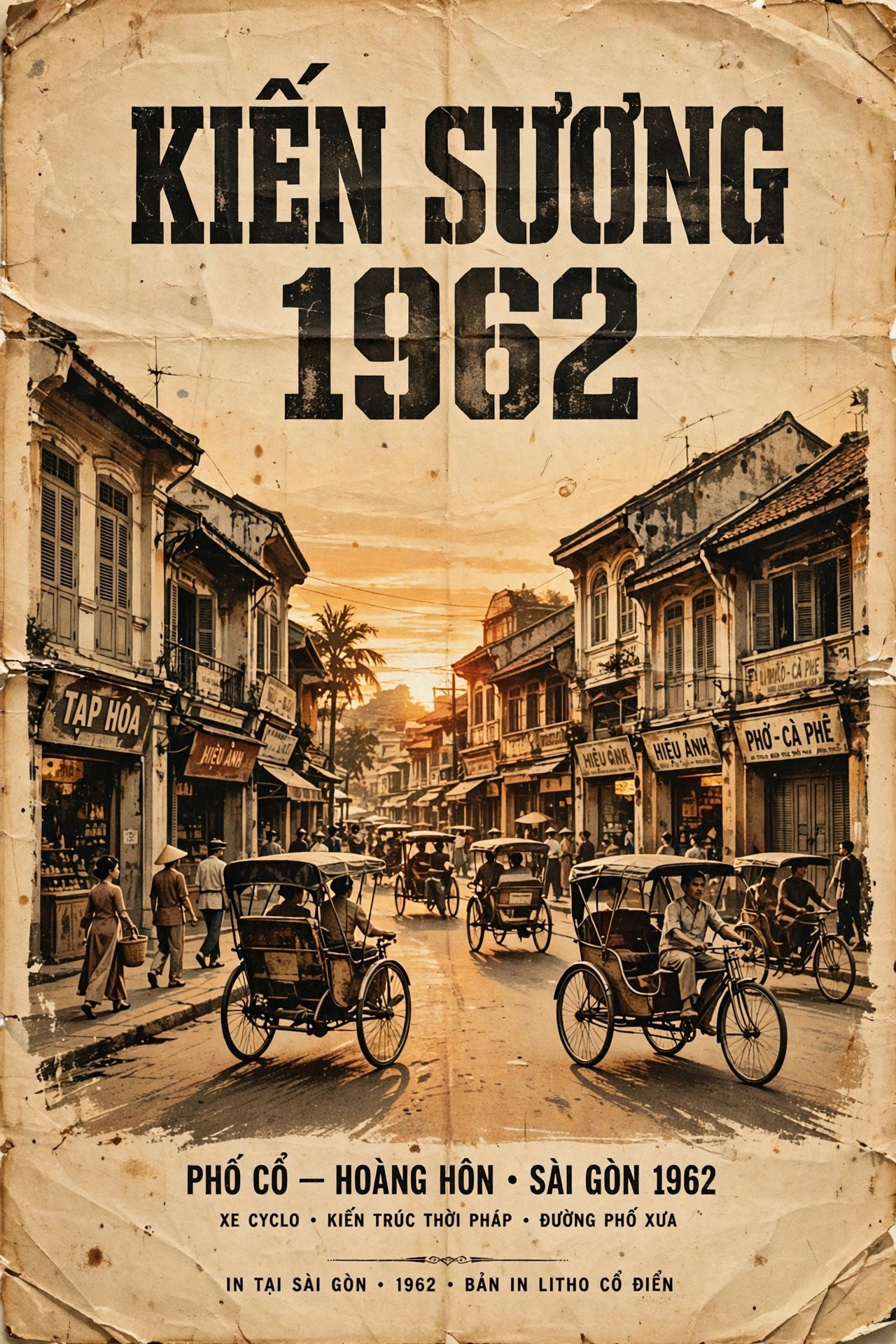 Font Lịch Sử TH Rangly Việt Hóa Miễn Phí 2 Ứng dụng font TH Rangly việt hóa trên poster cổ điển phố Sài Gòn 1962 phong cách vintage
