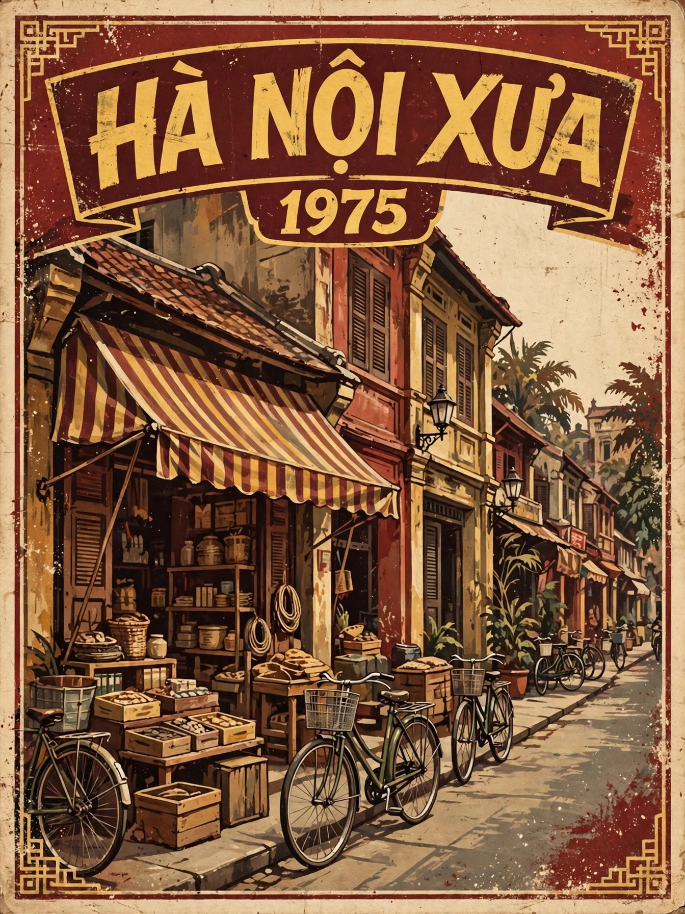 Poster phố cổ Hà Nội 1975 thiết kế bằng font bao cấp Stampa Việt hóa