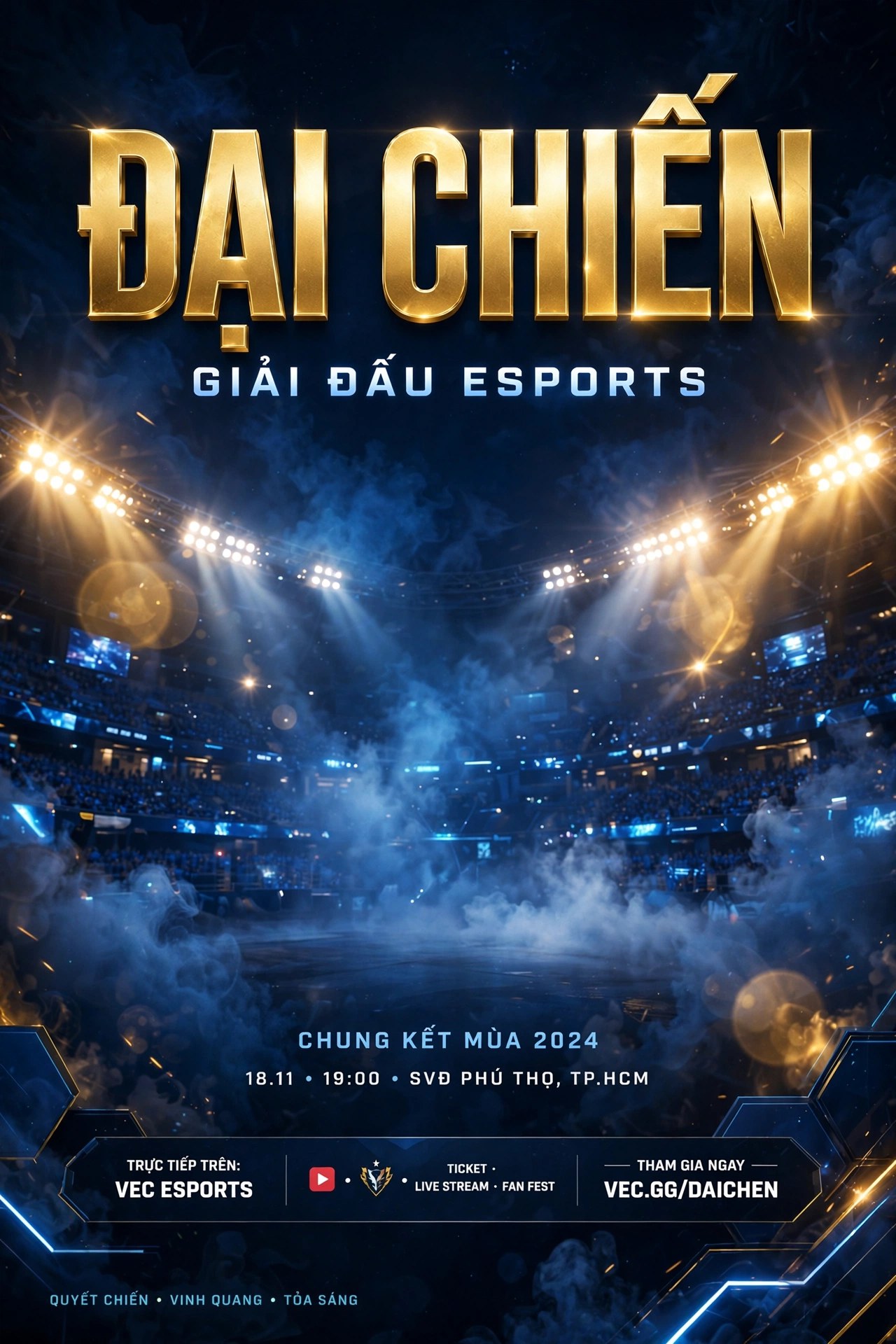 Font Thể Thao TH Mofeika Việt Hóa Miễn Phí 2 Ứng dụng font thể thao TH Mofeika Việt hóa trong thiết kế poster giải đấu esports ĐẠI CHIẾN
