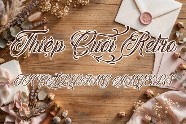 Ảnh minh họa font TH Calling Angels Việt Hóa cho thiệp cưới retro
