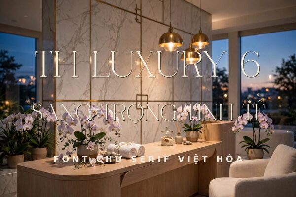 Ứng dụng font TH Luxury 6 Việt Hóa cho thiết kế spa khách sạn sang trọng