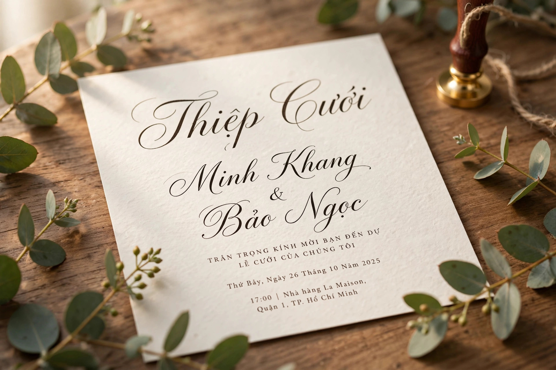 Ứng dụng font SVN-Mothica việt hóa trên thiệp cưới – font chữ ký viết tay mềm mại