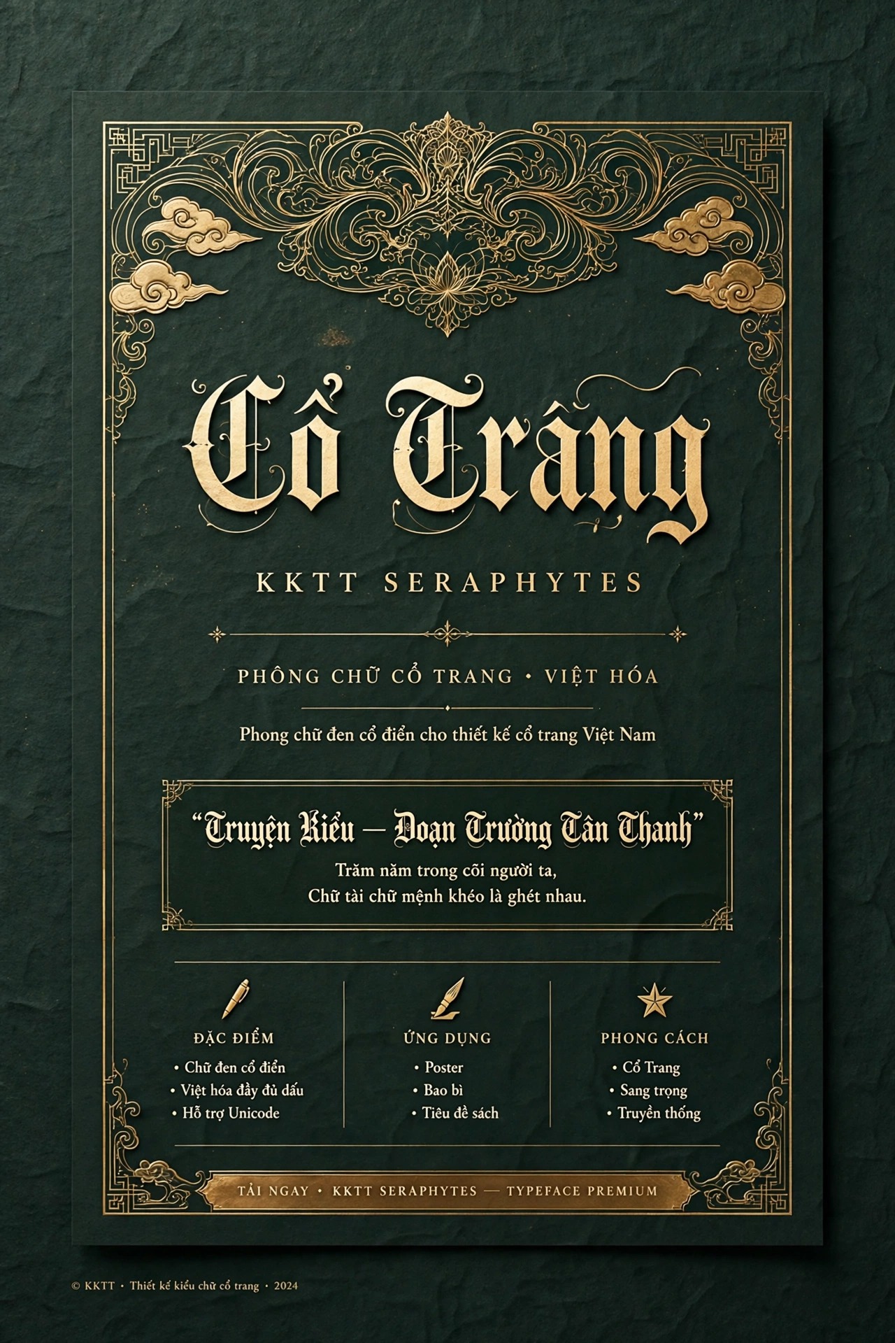 Font Cổ Trang KKTT Seraphytes Việt Hóa Miễn Phí 2 Ứng dụng font KKTT Seraphytes việt hóa trên bìa sách cổ trang