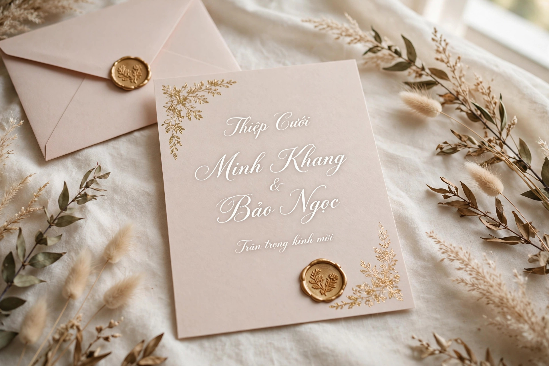 Font Chữ Ký SVN-Quarzo Viết Tay Việt Hóa Miễn Phí 2 Ứng dụng font SVN-Quarzo việt hóa trên thiệp cưới – font chữ ký viết tay mềm mại