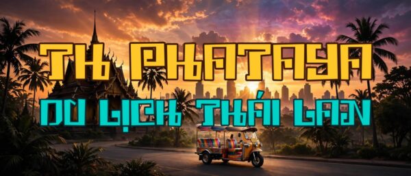 Font TH Phataya Việt Hóa – Chữ Du Lịch Thái Lan Retro 3 Ứng dụng font TH Phataya Việt Hóa – poster du lịch Thái Lan TH PHATAYA DU LỊCH THÁI LAN