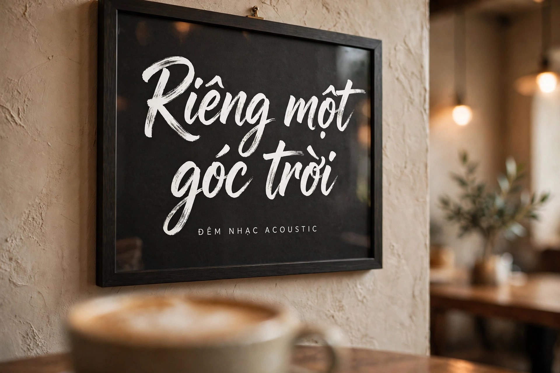 Ứng dụng font SVN-Redtowns việt hóa — poster đêm nhạc acoustic Riêng một góc trời