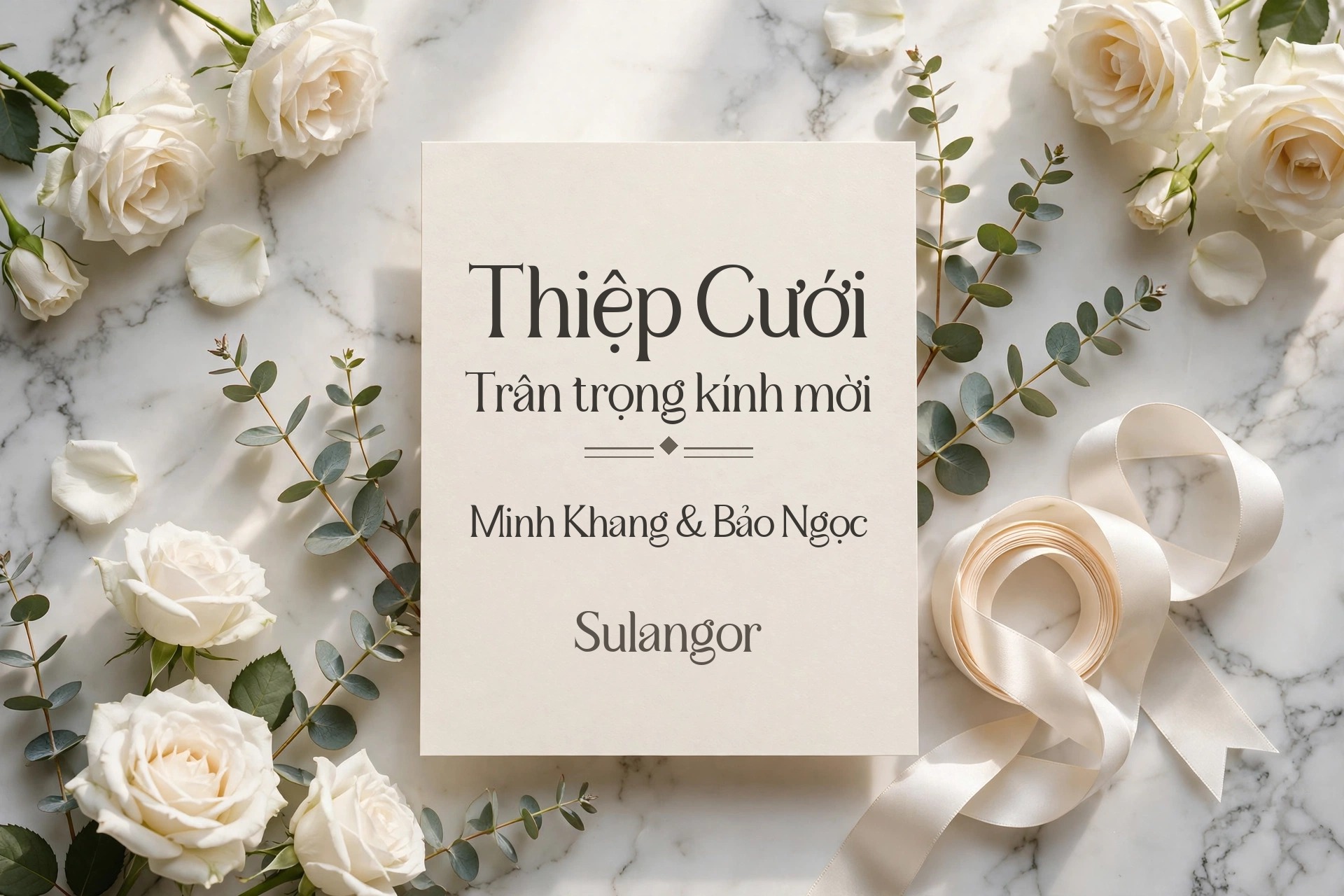Ứng dụng font TH Sulangor Việt Hóa cho thiệp cưới sang trọng